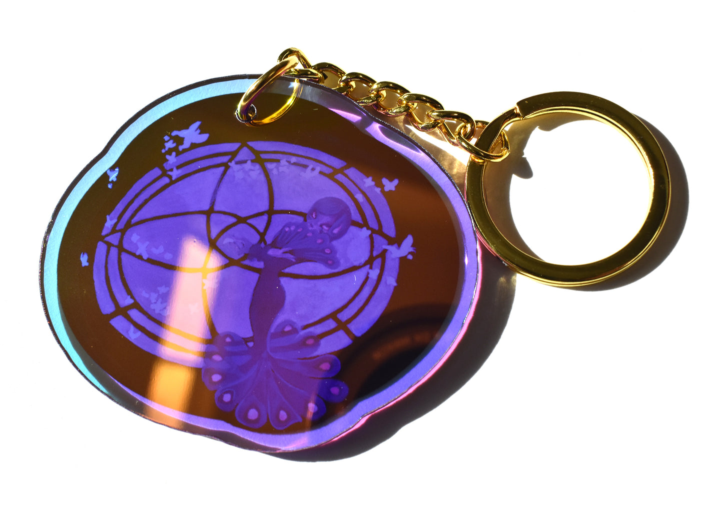 "Peacock Lady" Halographic Keychain