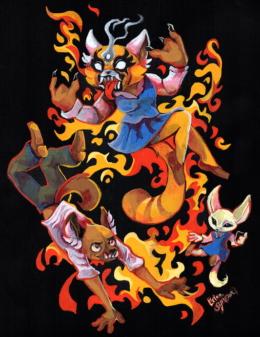 "RAGE Racoon" and Friends Art Print